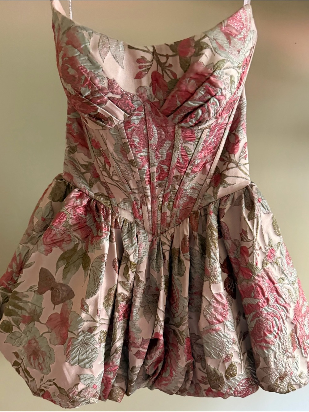 Sherri Hill Pink Floral Jacquard Cocktail Dress